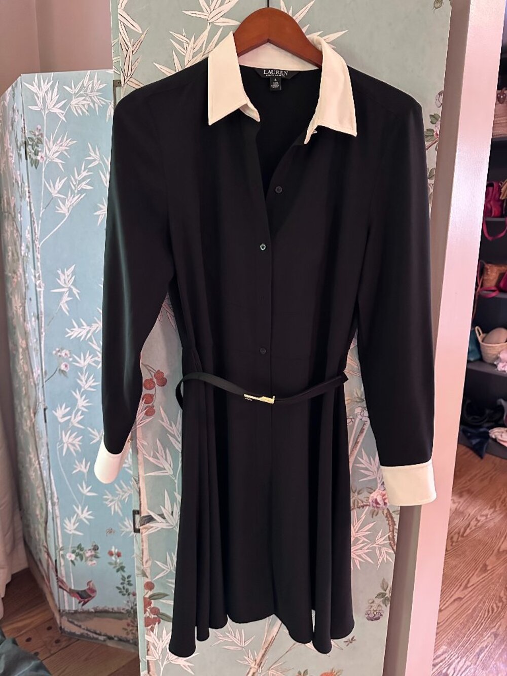 Ralph Lauren Belted Long Sleeve Bottom-Up Shirt Dress